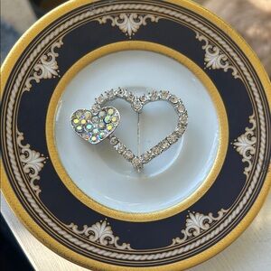 Vintage Double Heart Brooch
